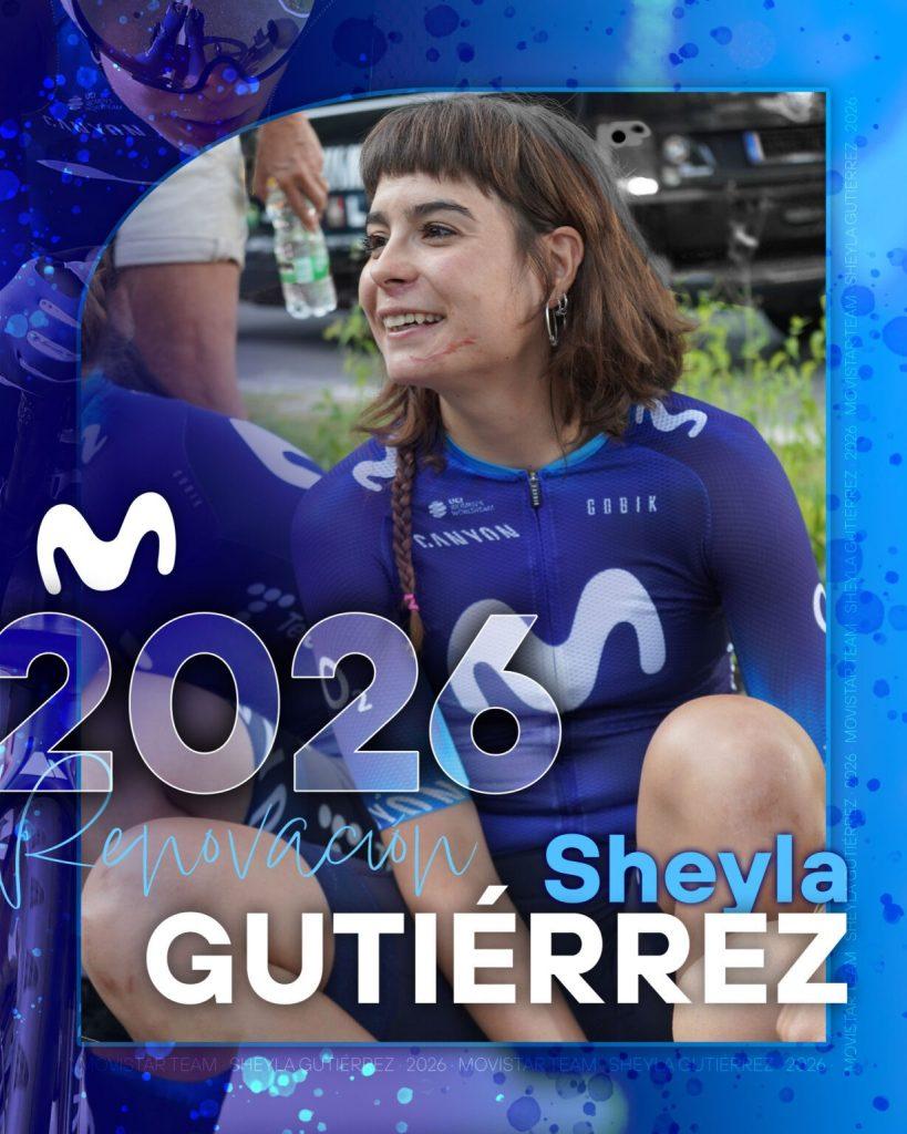 Sheyla Gutiérrez renueva con Movistar Team hasta 2026. Vía: Movistar Team Sheyla Gutiérrez renueva con Movistar Team hasta 2026. Vía: Movistar Team