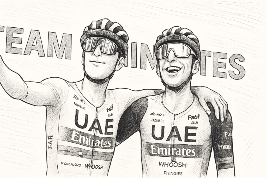 Rafal Majka y Tadej Pogacar en dibujo